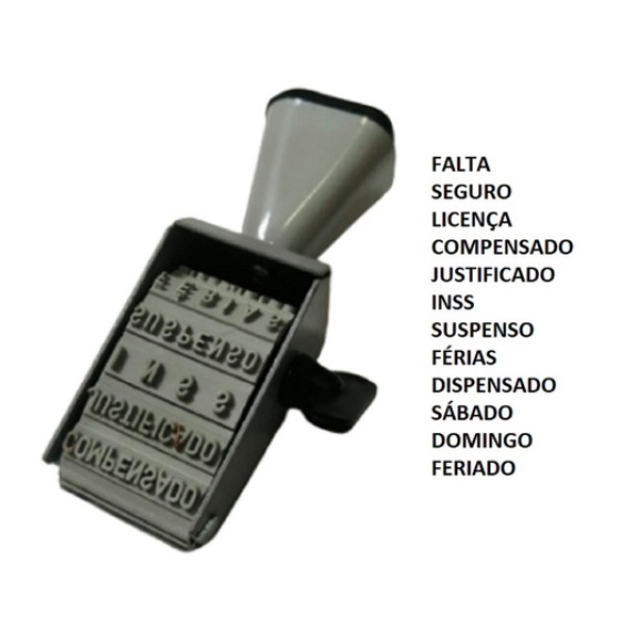 Carimbo Contábil 12 Dizeres - Falta Seguro Licença Inss Férias Dispensado Sábado Domingo Feriado... em Oferta na Shopee
