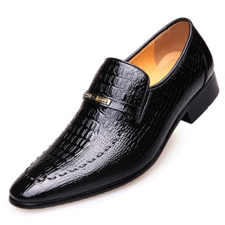 Sapatos de couro masculino de luxo p padrão de crocodilo Sapatos de vestido de negócios Sapatos sociais masculinos Sapatos de casamento zapatos hombre