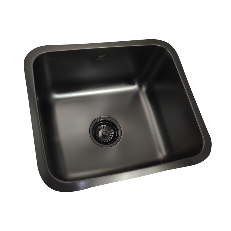 Cuba de cozinha produzida em aço inox 304 44x39 e acabamento escovado cor preto - CAC0018-C