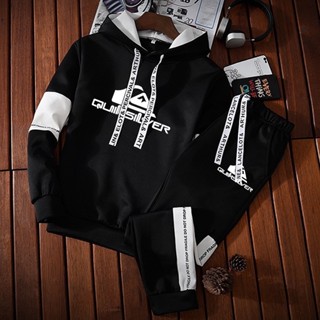conjunto masculino moletom masculino conjunto Novo Alfabeto Masculino Camisola Com Capuz + Calça Esportiva Fato De Outono E De Inverno Pulôver