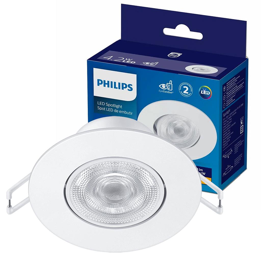 Luminaria Spot Led Embutir Redondo 4,2w Bivolt 2700k Philips - Home & Living