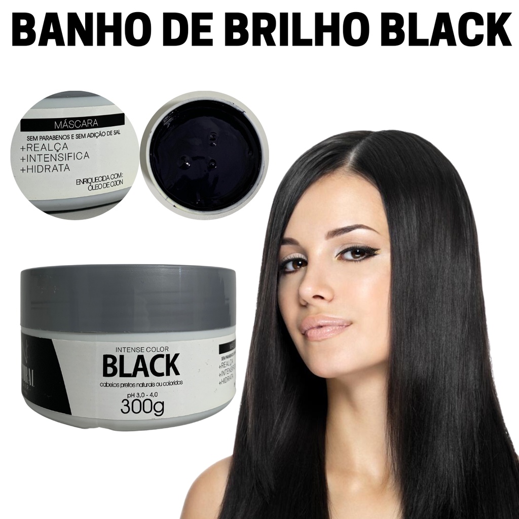 Mascara Matizadora Preta hidratação e Banho de Brilho cabelo preto Natural Hair 300gr