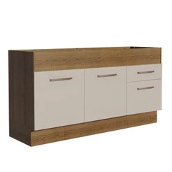 Balcão de Pia Cozinha 150 cm 2 Portas e 2 Gavetas (Sem Tampo e Pia) Rustic/Crema Agata Madesa