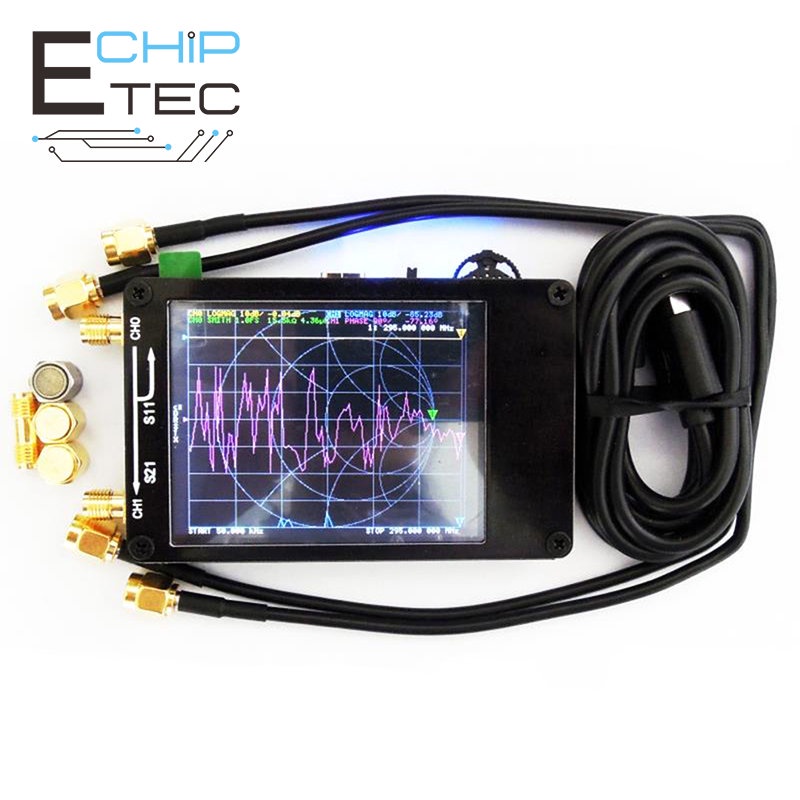 Kit Analisador De Rede Vetorial LCD NanoVNA De 2.8 Polegadas MF HF VHF UHF 50KHz-900MHz Antena Com Cabo