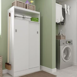 Armário Utilitário Lavanderia 2 Portas Branco Carraro