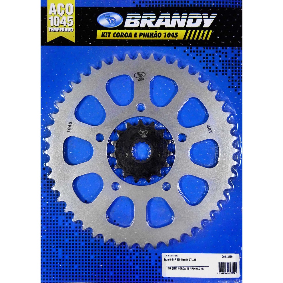 Kit Relação para Moto Suzuki GSF 650 Bandit 2007 até 2015 / Suzuki GSX 650F 2008 até 2016 Sem Corrente - Brandy