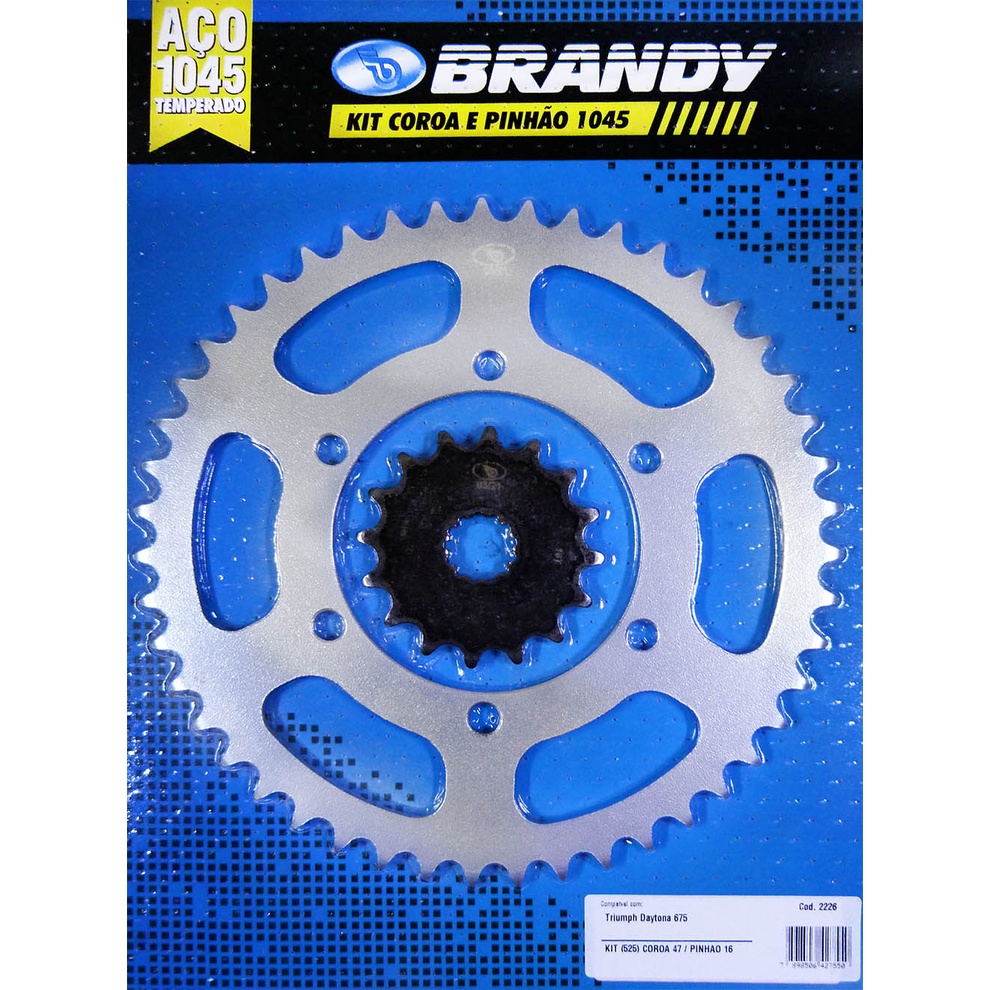 Kit Relação Moto Triumph Daytona 675/Triumph Street Triple 675 06 até 16/Triumph 800 Tiger 11 até 19 S Corrente - Brandy