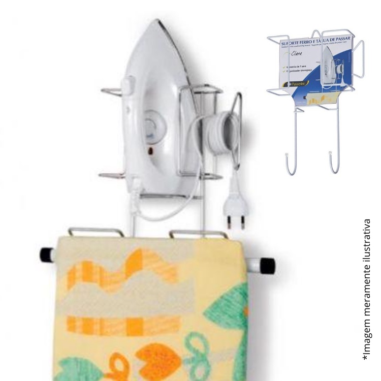 Suporte Ferro de Passar Porta Tabua de Passar Cromado Organização Casa Lavanderia em Oferta na Shopee