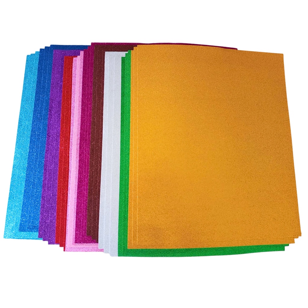 EVA COM GLITTER 40x48 - 100 FOLHAS - ESCOLHA A COR