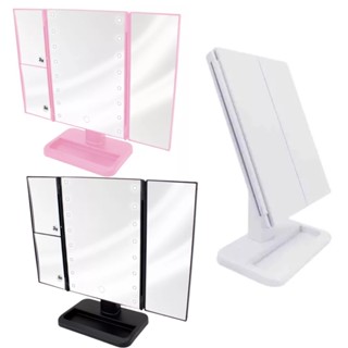 Espelho De Mesa Maquiagem Dobrável 16 Leds Touch