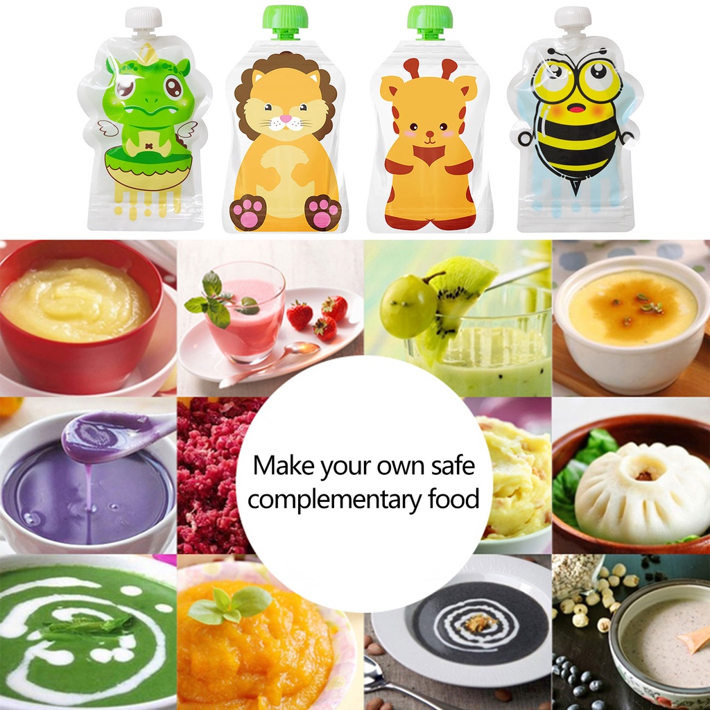 4pcs Saco Reutilizável Para Armazenamento De Alimentos Iogurte Leite De Bolsas Recarregáveis Crianças De Colo Frasco Suplementar em Oferta na Shopee