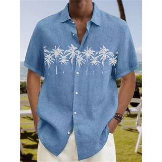 Havaí 3D Camisa de Coco Impressa em Madeira de Coco para Homens, Roupa de Manga Curta Abotoada, Jaqueta de Moda Tropical, S-5XL, 2023 Verão