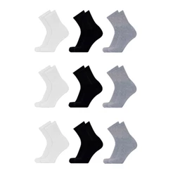 Kit 9 Pares de Meias Cano Médio Algodão Cores Sortidas M15