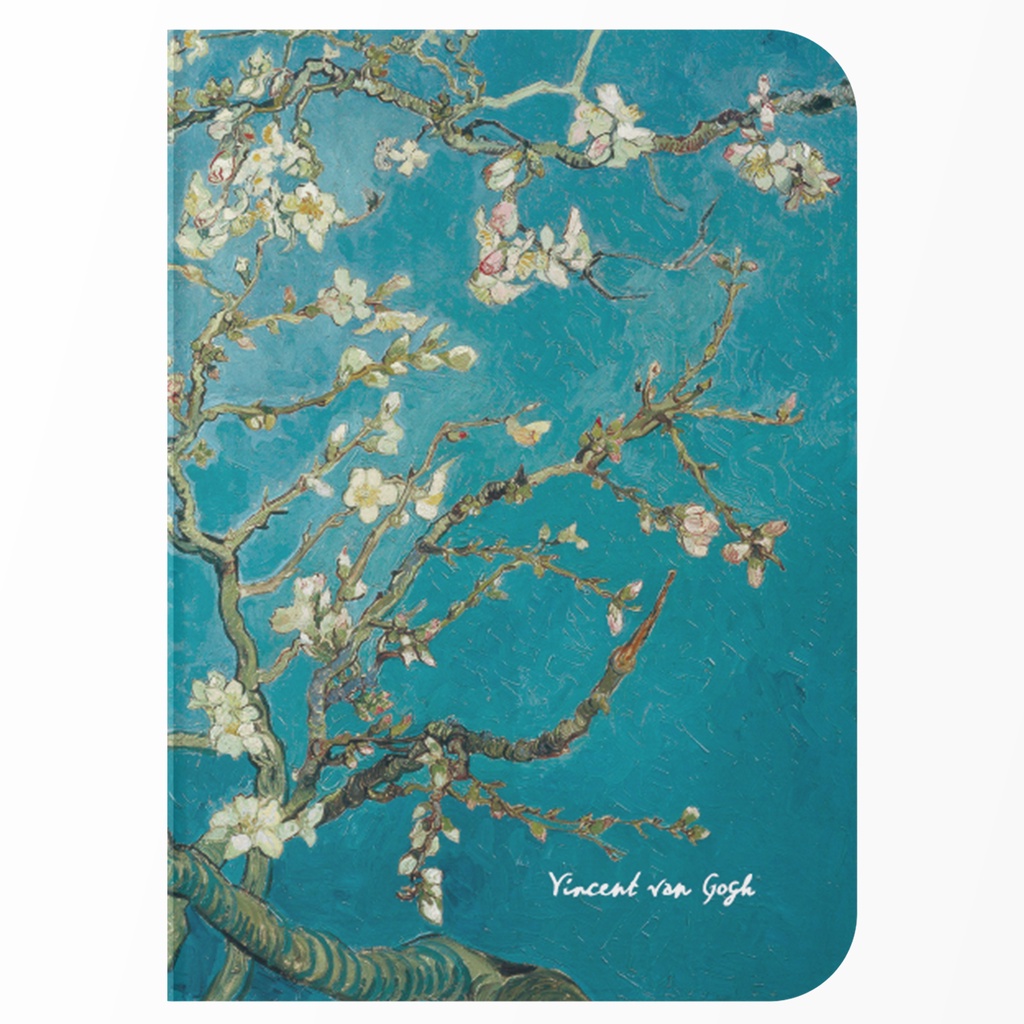 Caderno sem Pauta A5 40 Folhas Capa Flexível Papel Avena 80g - Amendoeira em Flor de Van Gogh