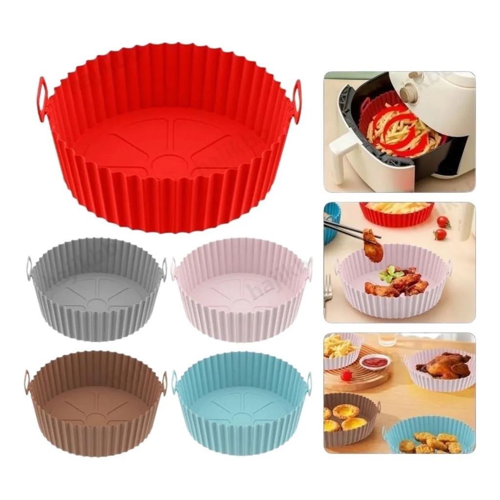 KIT 1/2/3 Forma De Silicone Para Air Fryer Forno Microondas Fritadeira Assadeira – Lava e Seca