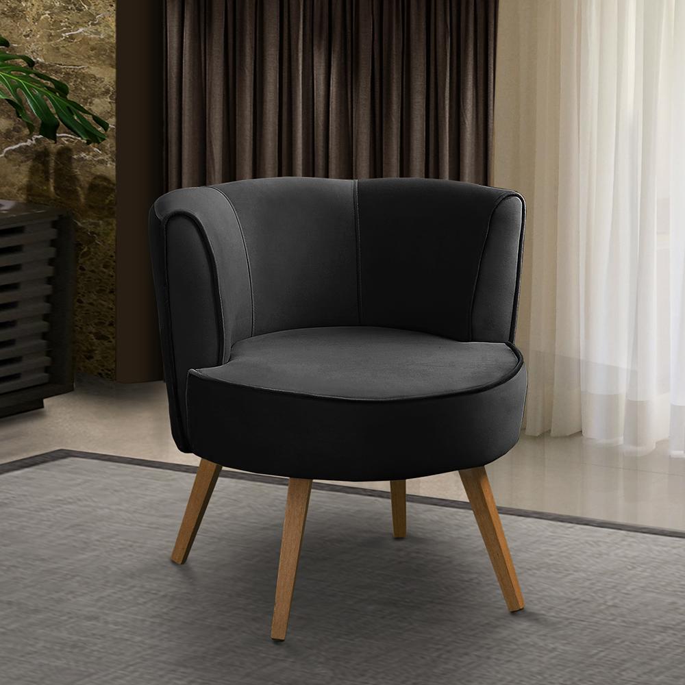 Poltrona Para Sala Decorativa Isa Suede Preto Adonai Estofados - Home & Living