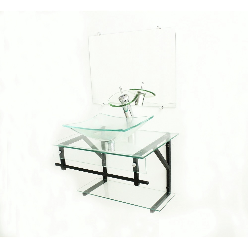 GABINETE DE VIDRO 60CM APX COM CUBA RETANGULAR INCOLOR