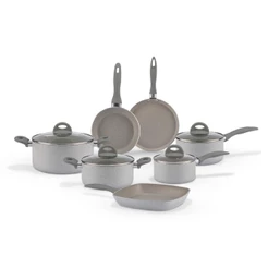 Jogo de Panelas Brinox Antiaderente Ceramic Life - Marble Blend com Indução - Cinza Claro