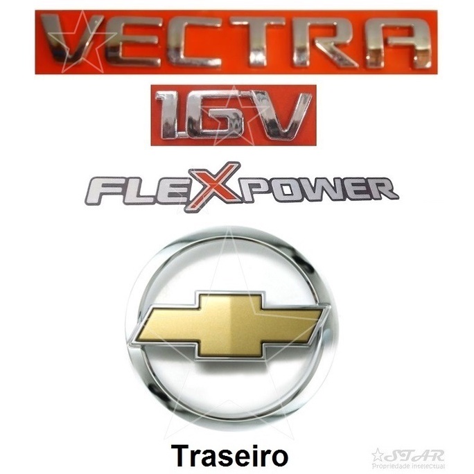 Emblemas Vectra 16v Flex + Gravata Traseira - 2006 À 2009