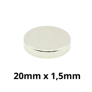 Kit 5 Peças Imã Neodímio Potente Disco Magnético N35 20x1,5 mm Pastilha Redondo Pequeno Super Forte