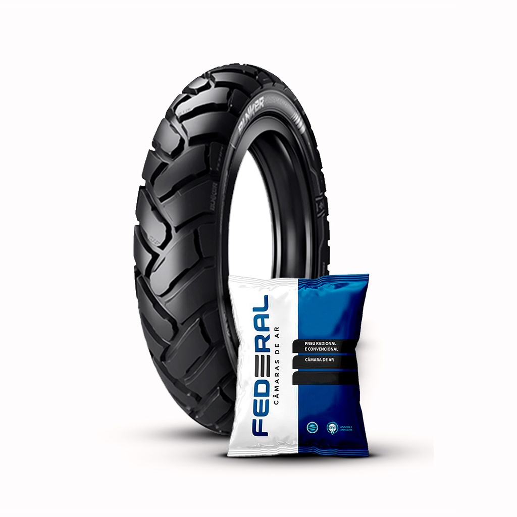 Kit Pneu Aro 14 Ira Tires 80/100-14 49L TT Bunker Adapt Traseiro + Câmara de Ar Biz 100/110/125
