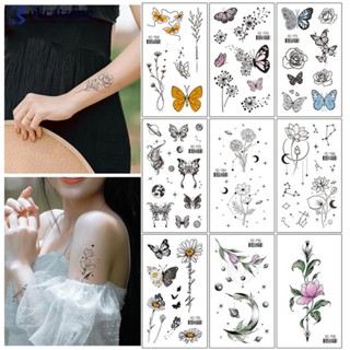 OKCATZONE Vintage Autocolantes Personalizados De Tatuagem De Flor De Borboleta À Prova D