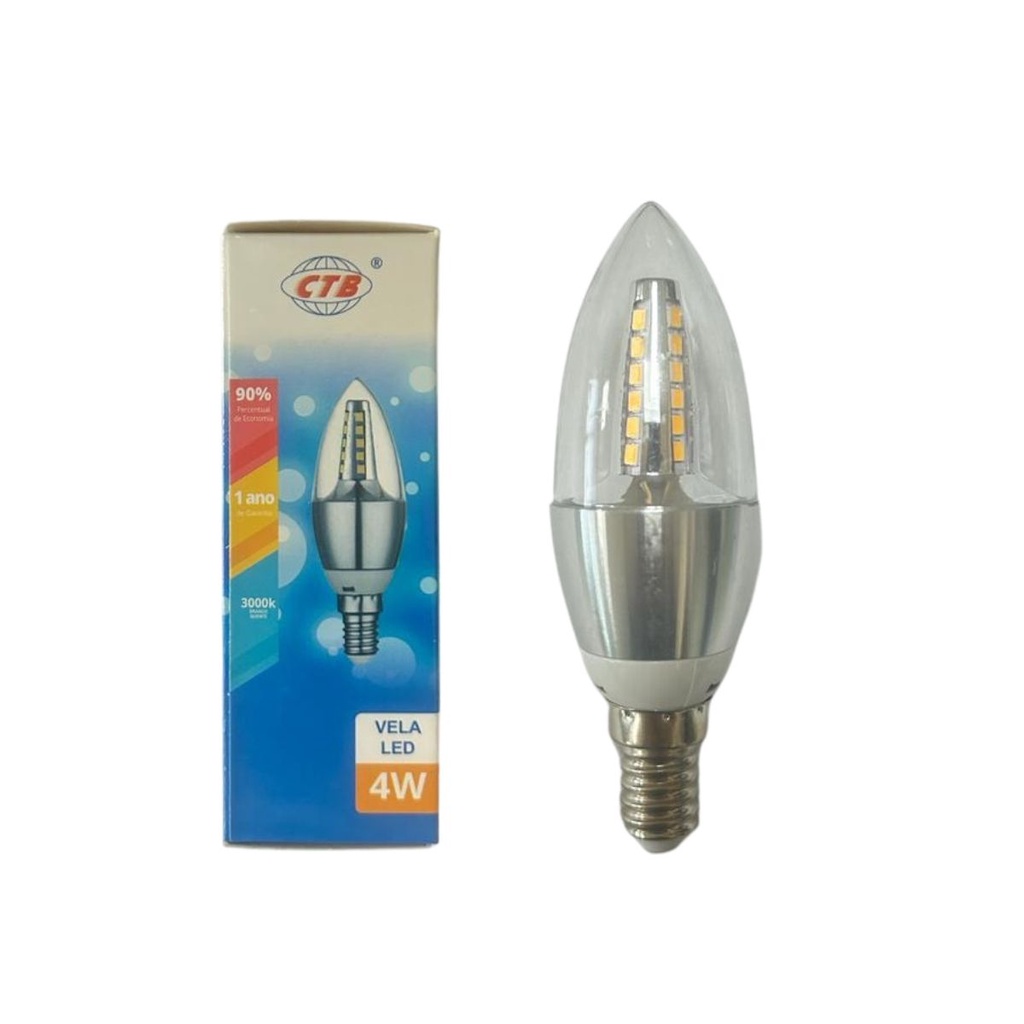 Lâmpada Led Vela 4w Bivolt 4d Base E14 Branco Frio 6000k