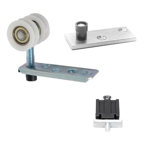 Roldana 28mm Simples Para Porta De Correr Madeira Limitador E Guia 4Peçass