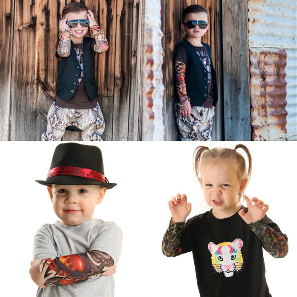 Manga De Tatuagem Infantil Ao Ar Livre, Protetor Solar Para O Verão, Anti-mosquito, Proteção Uv, Personalização, Padrão De Tatuagem, Engraçado, Crianças, Mangas De Gelo, Uma Manga