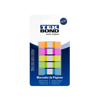 Marcador de página 45mm x 12mm - 5 cores (100 unidades) - tekbond