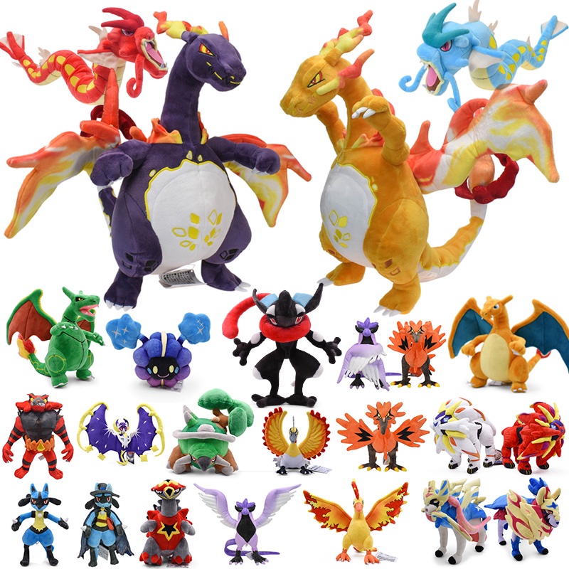 Brinquedo de pelúcia grande tamanho Pokemon Lucario Fennekin Mewtwo Charmander brilhante Ho-Oh Ninetales anime brinquedos de pelúcia presente de Natal para crianças