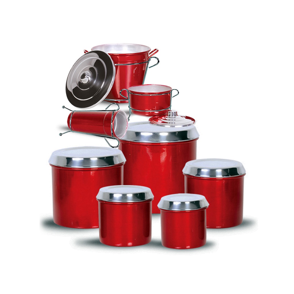 Kit 11 Peças Alumínio com Latas para Mantimentos e Kit Pia Porta Detergente Esponja e Lixeira