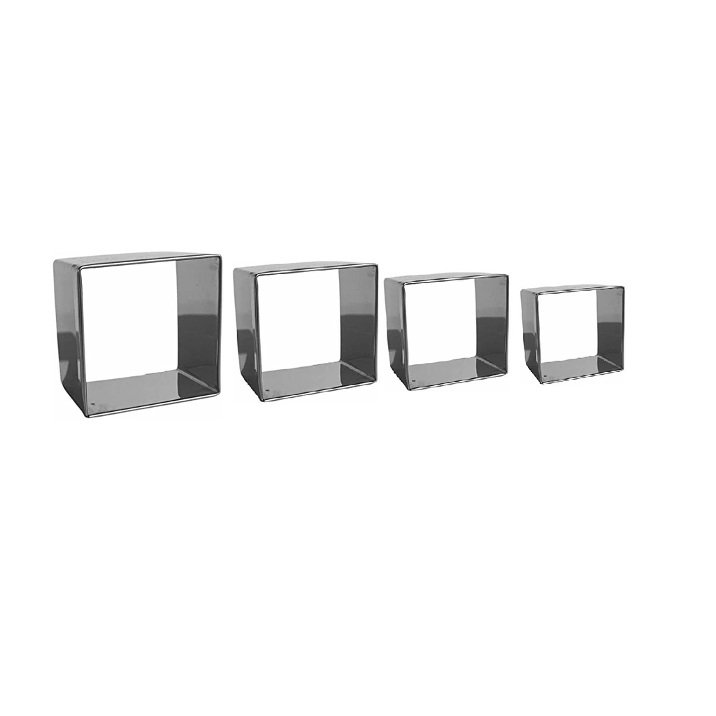Kit 4 Aro Cortadores Bolos Doces Inox Quadrado Redondo Retangular