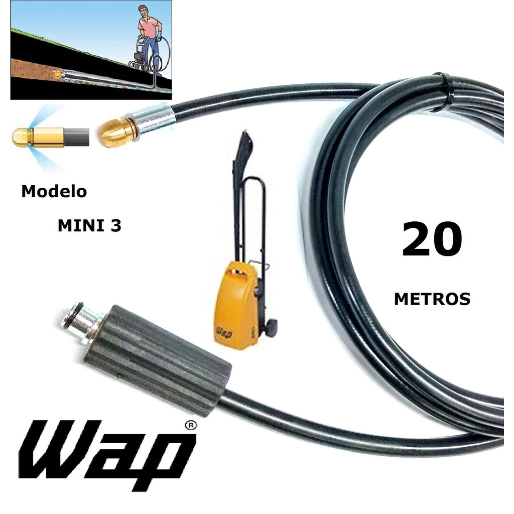 Mangueira desentupidora de tubulação WAP - 20 Metros - Wap MINI 3