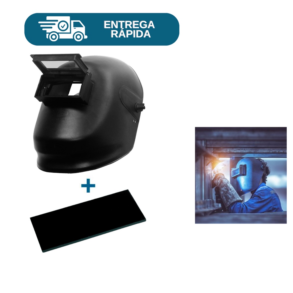 Máscara De Solda Polipropileno Visor Articulado Com Catraca Delta Plus + Lente Tonalidade 12