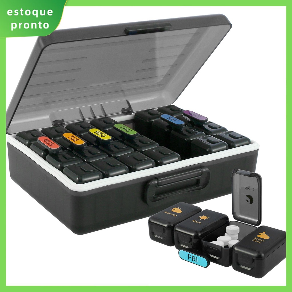 Organizador De Comprimidos Com Compartimentos Removíveis Dispensador Semanal À Prova De Luz Fechadura E Etiqueta Caixa D'água SHOPSKC0885 em Oferta na Shopee