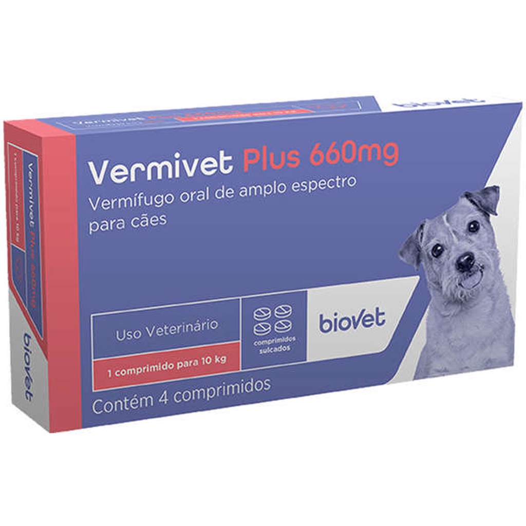 Vermivet Plus 660 mg Biovet Vermífugo para Cães - 4 Comprimidos em Oferta na Shopee