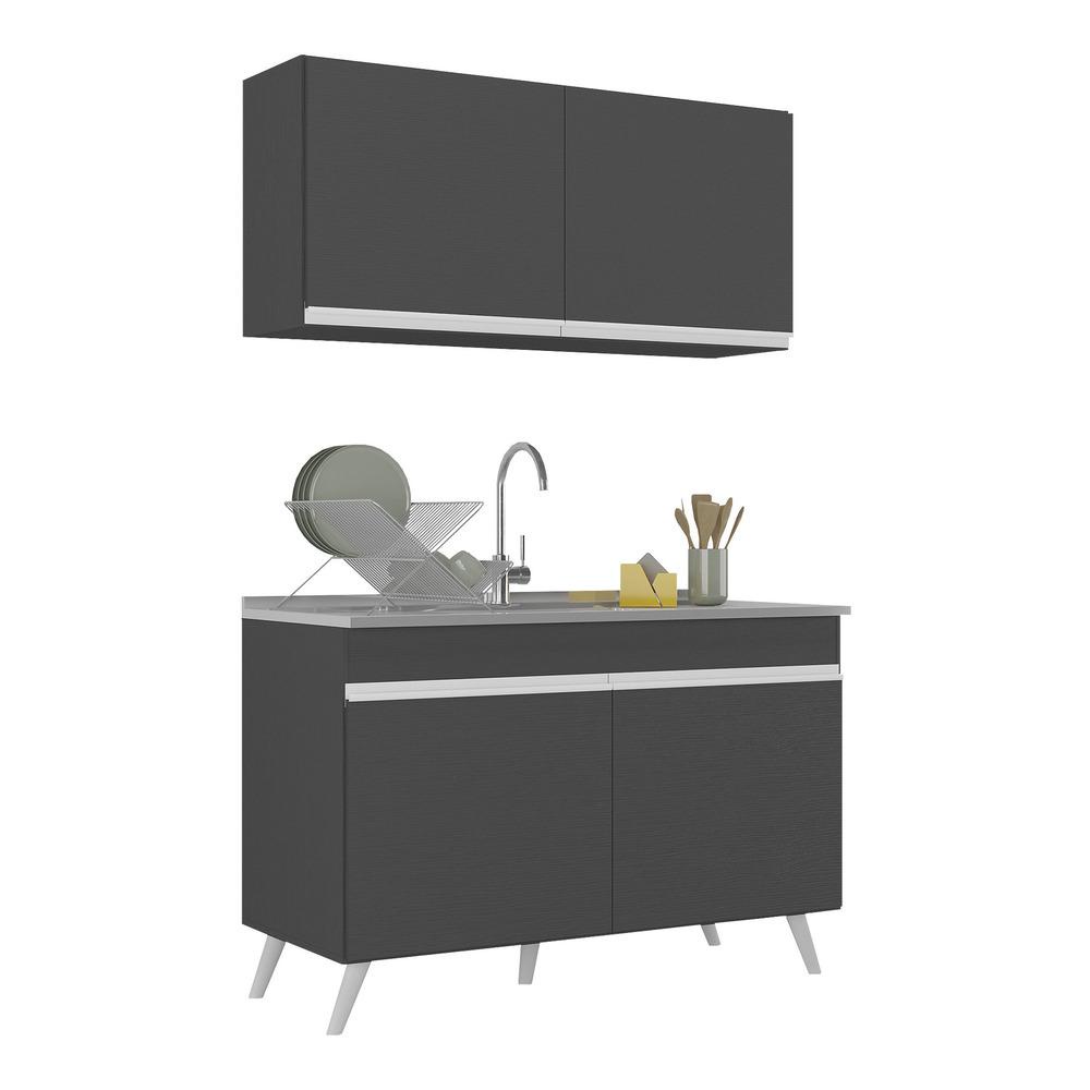 Armário de Compacta 2 peças Veneza Multimóveis MP2141.898 Preto/Branco em Oferta na Shopee