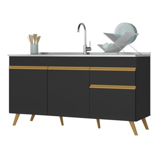 Balcão Cozinha Gabinete Pia 150cm 3 Portas 1 Gaveta Veneza Multimóveis V2072