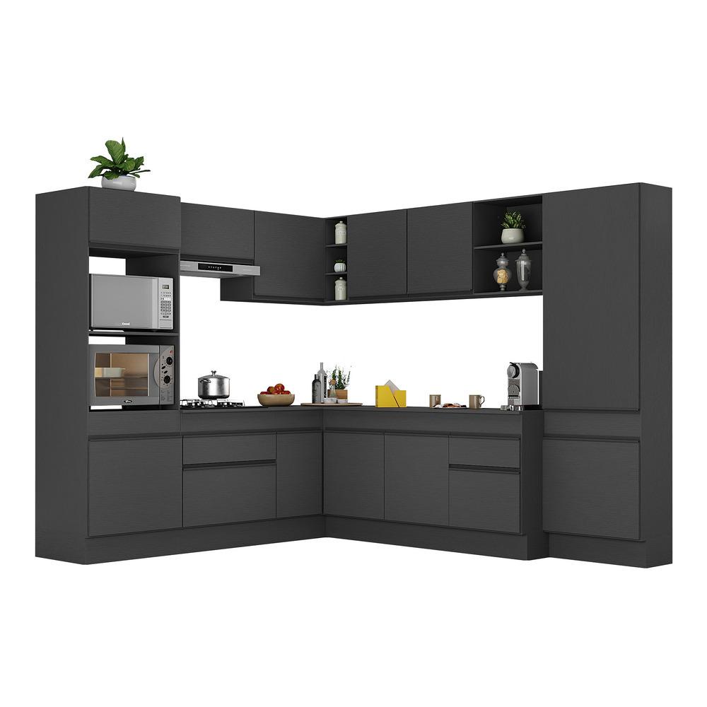 Armário de Cozinha Completa de Canto com Rodapé Veneza Multimóveis MP2082.895 Preto em Oferta na Shopee