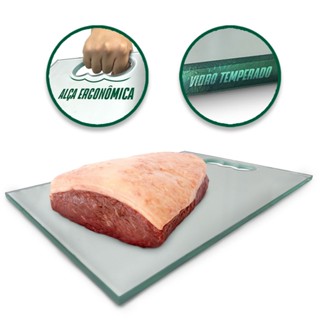 Tabua De Corte Vidro Reforçado Cozinha Para Carnes Churrasco Legumes Vidro Temperado Resistente A Quedas Inquebrável 8mm Premium