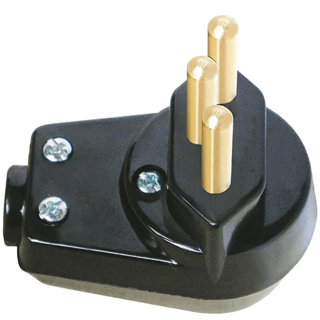 Detalhes do Kit 2 Plugues Machos 2P+T 20A 250V Preto 90? Prensa Cabo