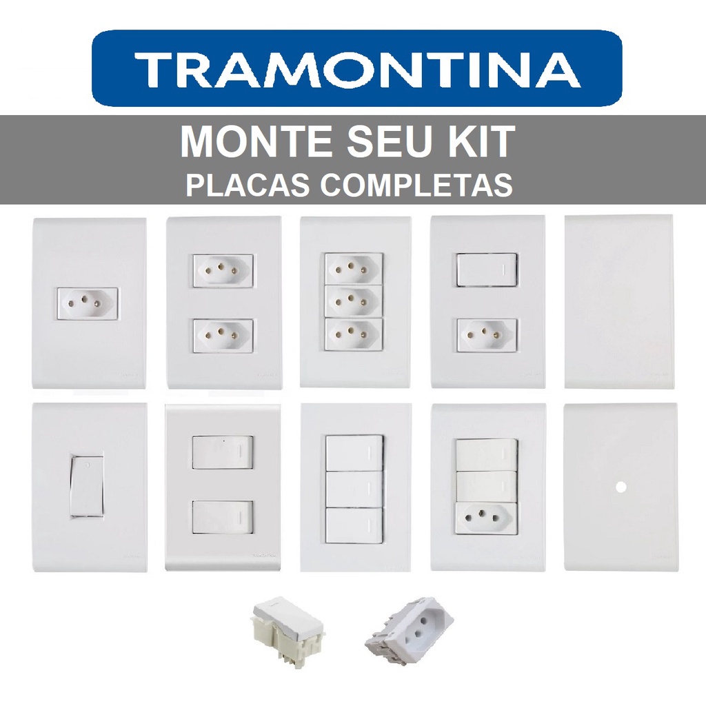 Kit Conjunto Tomadas 10A e 20A Placas 4x2 Interruptores Tramontina linha Liz Modular Simples/Paralelo Residencial em Oferta na Shopee