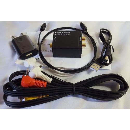 Conversor Áudio Digital Toslink E Coaxial Para Áudio RCA Analógico + cabo RCA