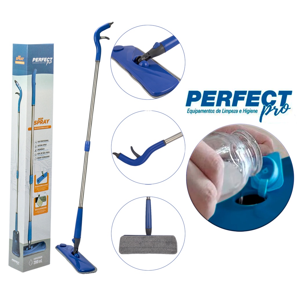 Mop Spray Reservatório na Base - Perfect Pro, Perfect, Azul