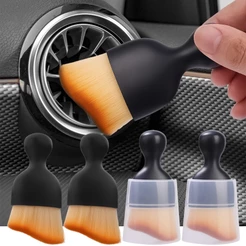 Escova Para Remoção De Pó De Detalhe Curva Do Carro/Ventilador De Ar Automático Fendas/Teclado Escritório Doméstico Ferramenta De Limpeza Macia Interior Com Cobertura