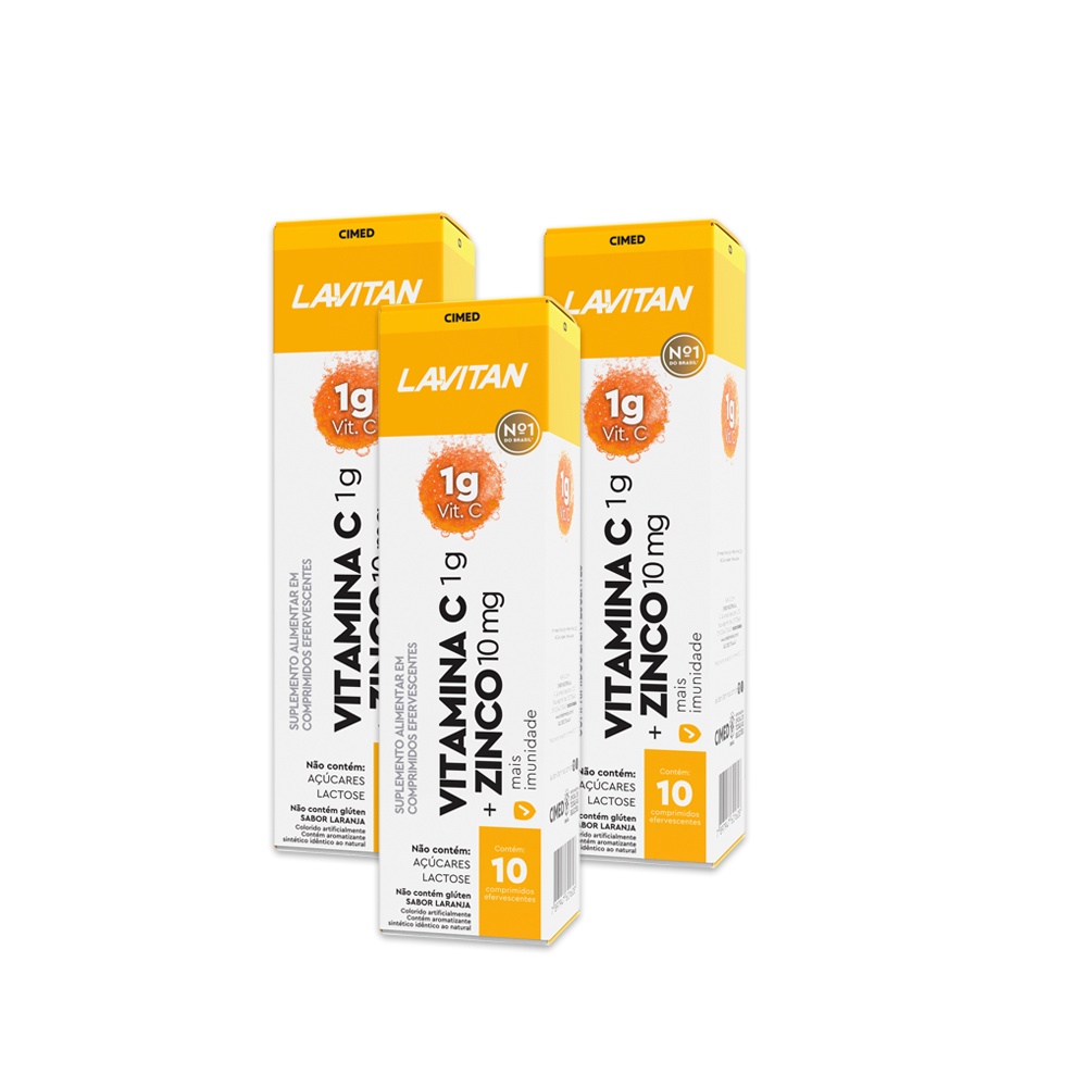 Multivitamínico Lavitan Vitamina C Zinco Laranja 3 Caixas