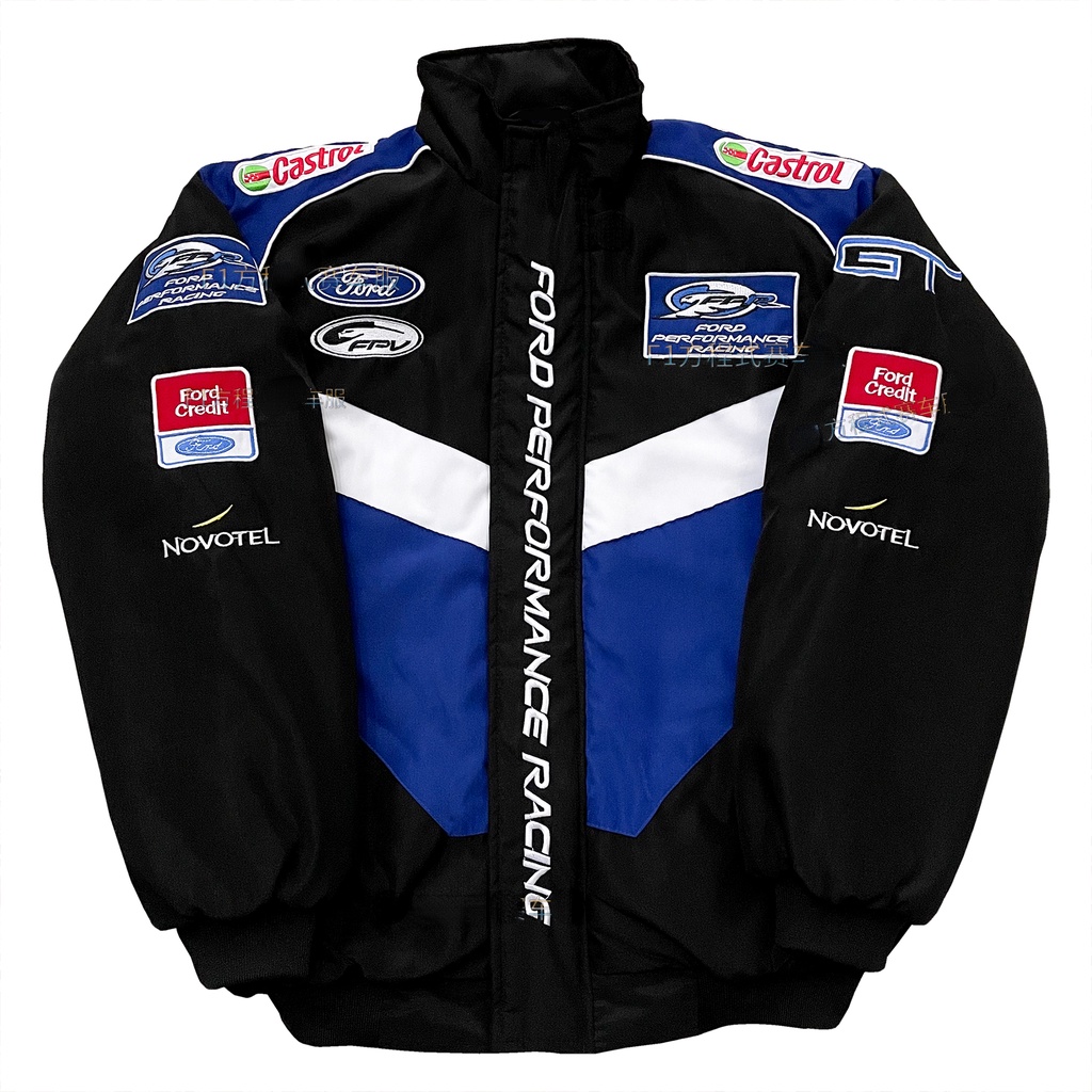 F1 Fato de corrida Ford Fleet Stand-Up Colarinho Bordado Americano Retro Fato de motocicleta Jacket Casaco de Algodão