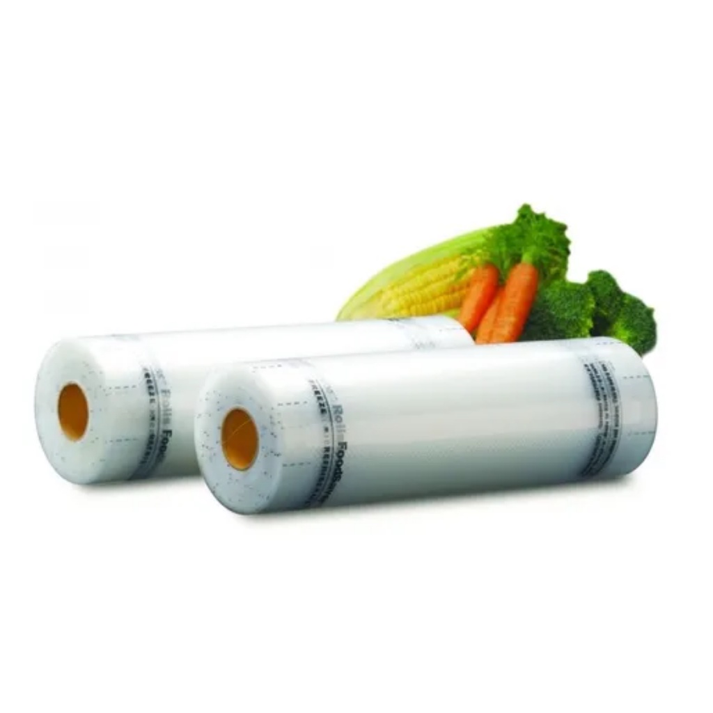 Bobina Plástica Freshpack Picotada 25cmx5m Alimentos Para Seladora a Vácuo Com Ranhuras Transparente