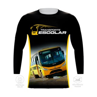 Camiseta Manga Longa Profissões Motorista Transporte Escolar